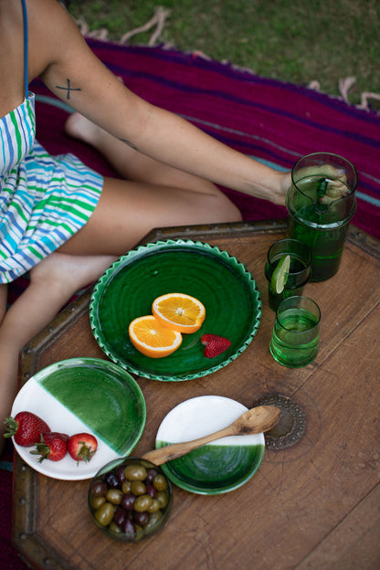 Green Sun Plate - Hand-painted Morocco