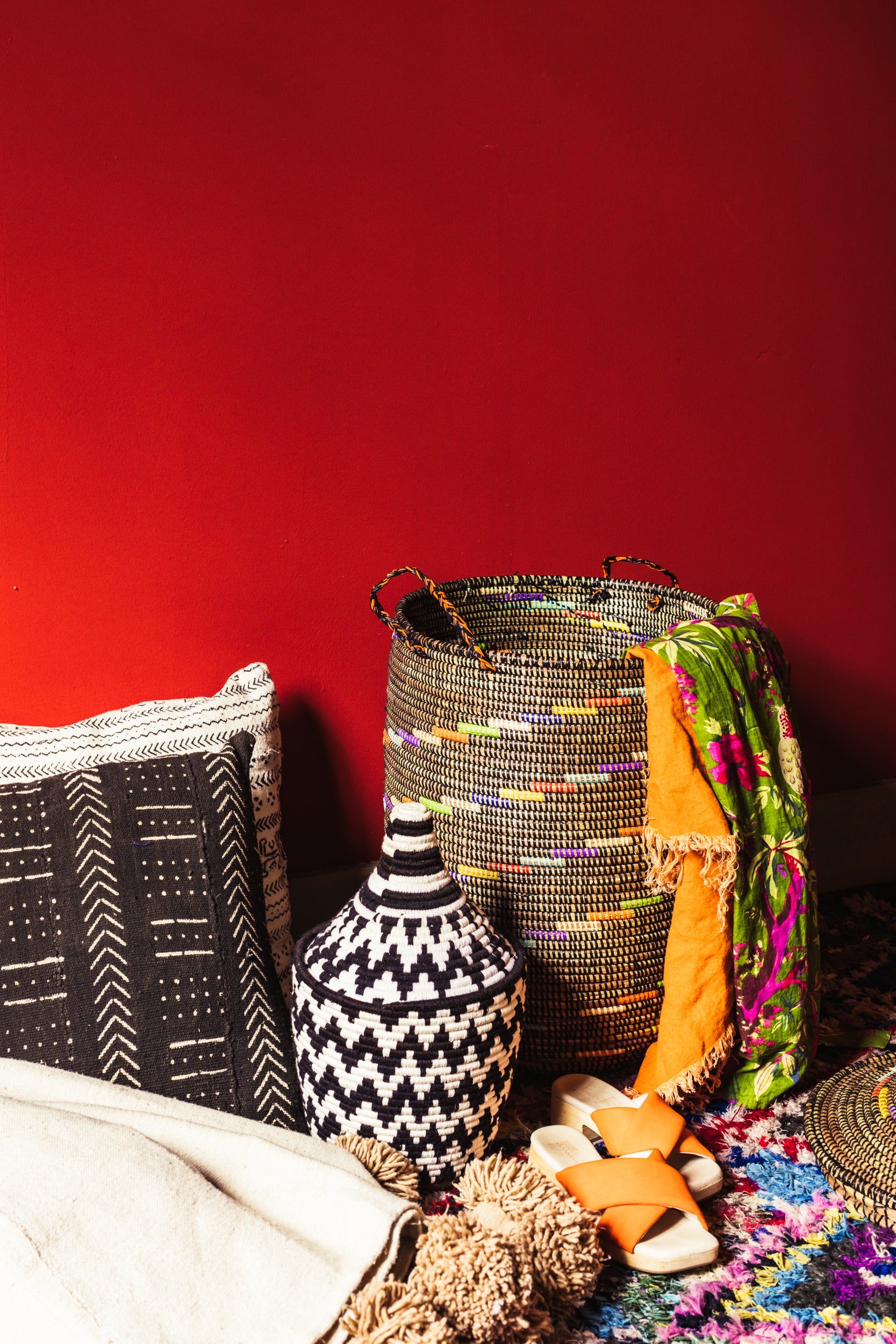 Baskets - 3 nesting sizes with design and handmade in West Africa