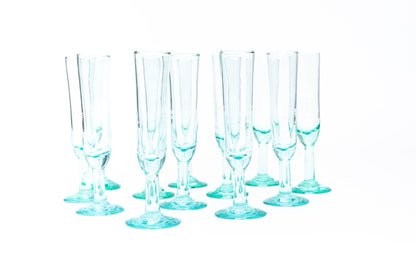 Champagne Flute, set of 6, handblown in Bogota, Colombia